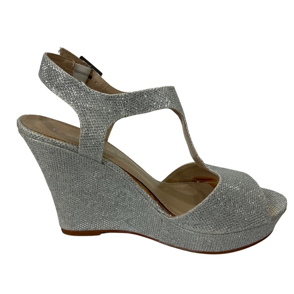 Rampage Candelas Silver Gilt Platform Wedge Shoes Size 8.5 - Picture 3 of 13